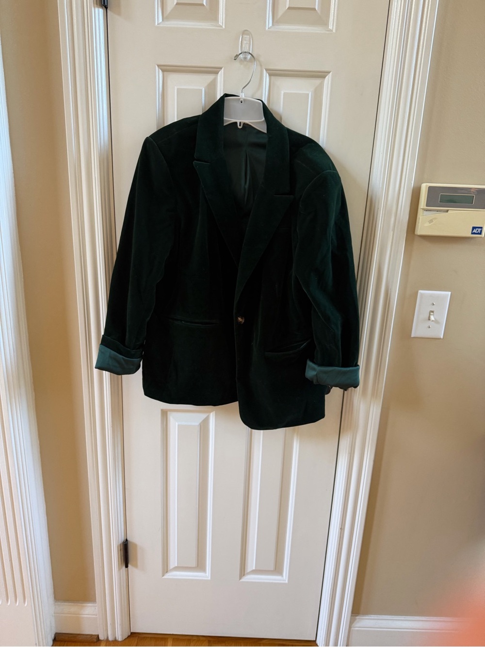 Women's Dark Green Velvet Blazer, Size XL